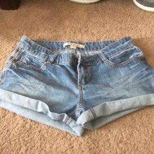 Light blue denim shorts